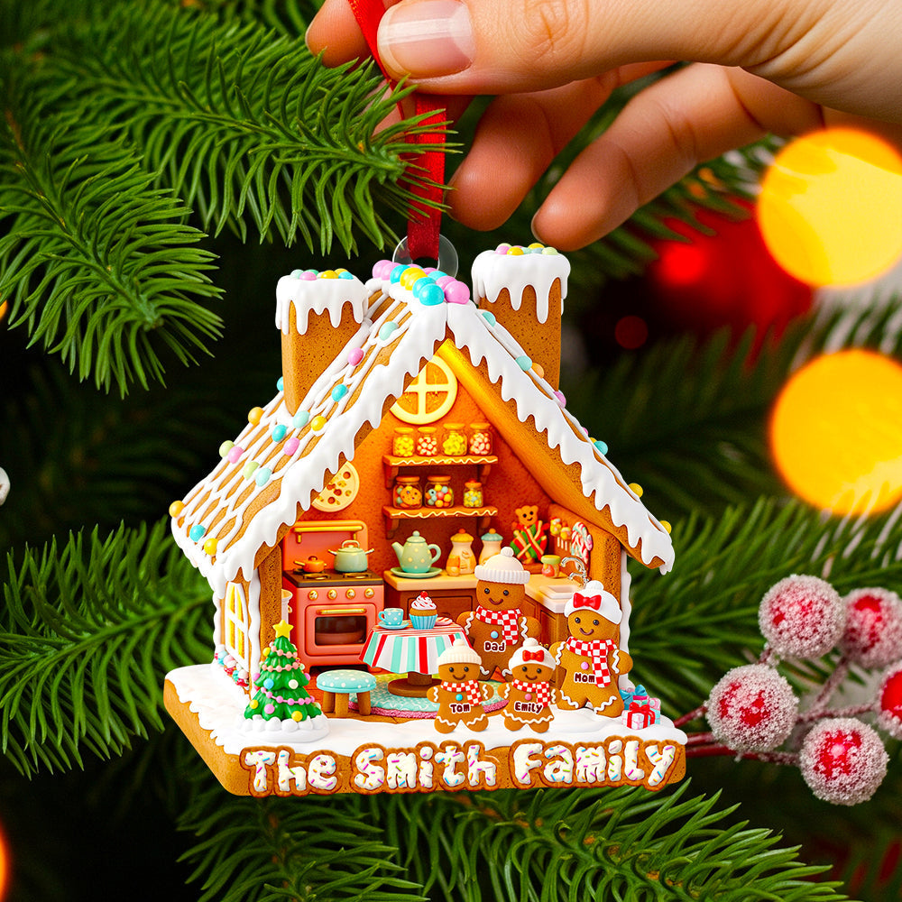 Celebrate Family Traditions With A Touch Of Sweetness - Gingerbread Family Christmas Ornament - Personalized Gift For Families, Friends, And Loved Ones