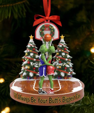 I'Ll Always Be Your Butt'S Biggest Fan - Personalized Naughty Green Basketball Couple Ornament