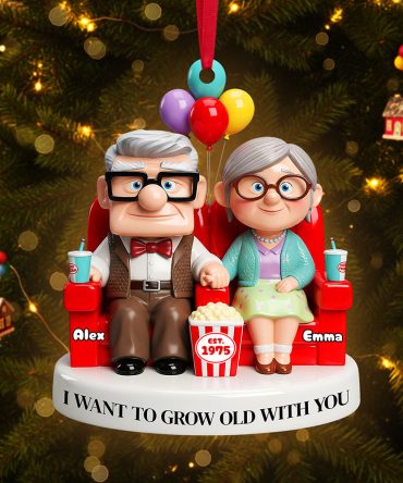 I Want To Grow Old With You - Personalized Old Couple Ornament - Unique Gift For Couples, Valentine'S Day, Anniversaries, Or Special Occasions