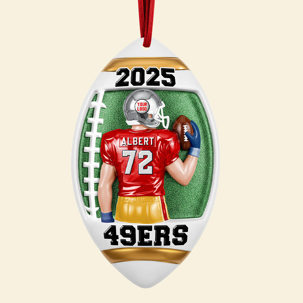 Celebrate The Game: Custom American Football Player Ornament - Personalized Gifts For Sports Enthusiasts - Image 3