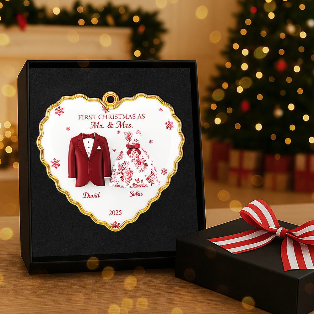 First Christmas As Mr. & Mrs. - Personalized Christmas Ornament For Newlyweds - Image 4