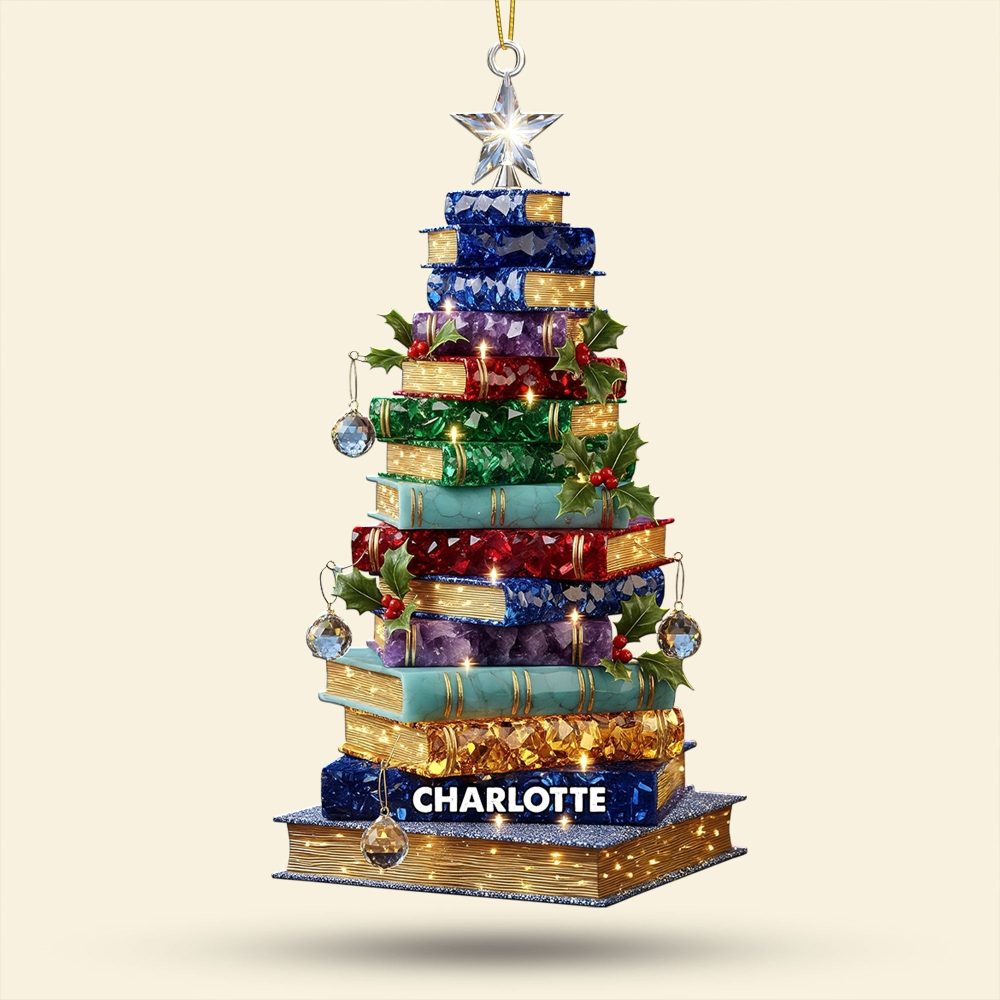 “A Gift For Every Book Lover” - Personalized Christmas Book Tree Ornament - Custom Gift For Readers And Literature Enthusiasts - Image 3