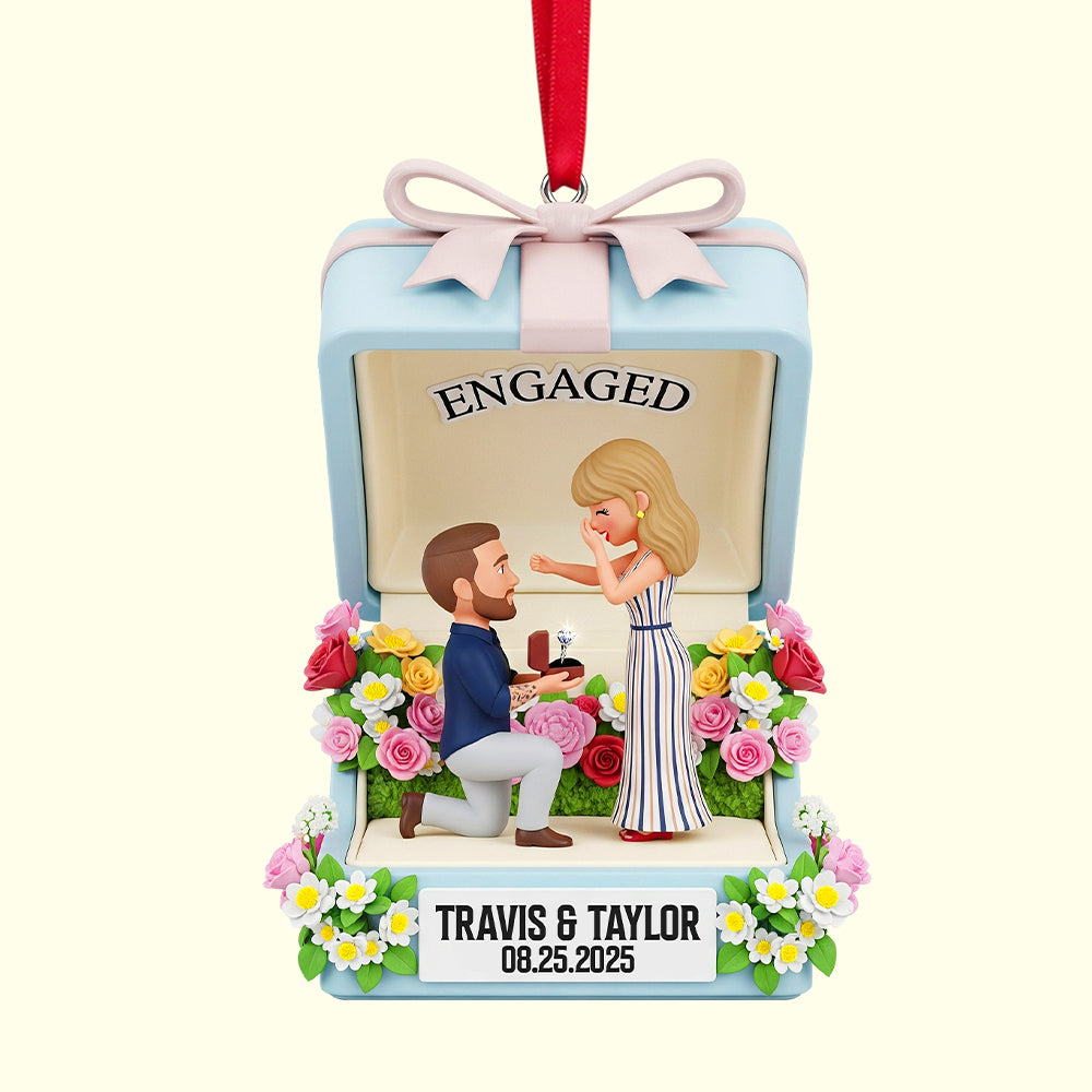 Engaged Forever - Personalized Engagement Anniversary Christmas Ornament For Couples - Image 4