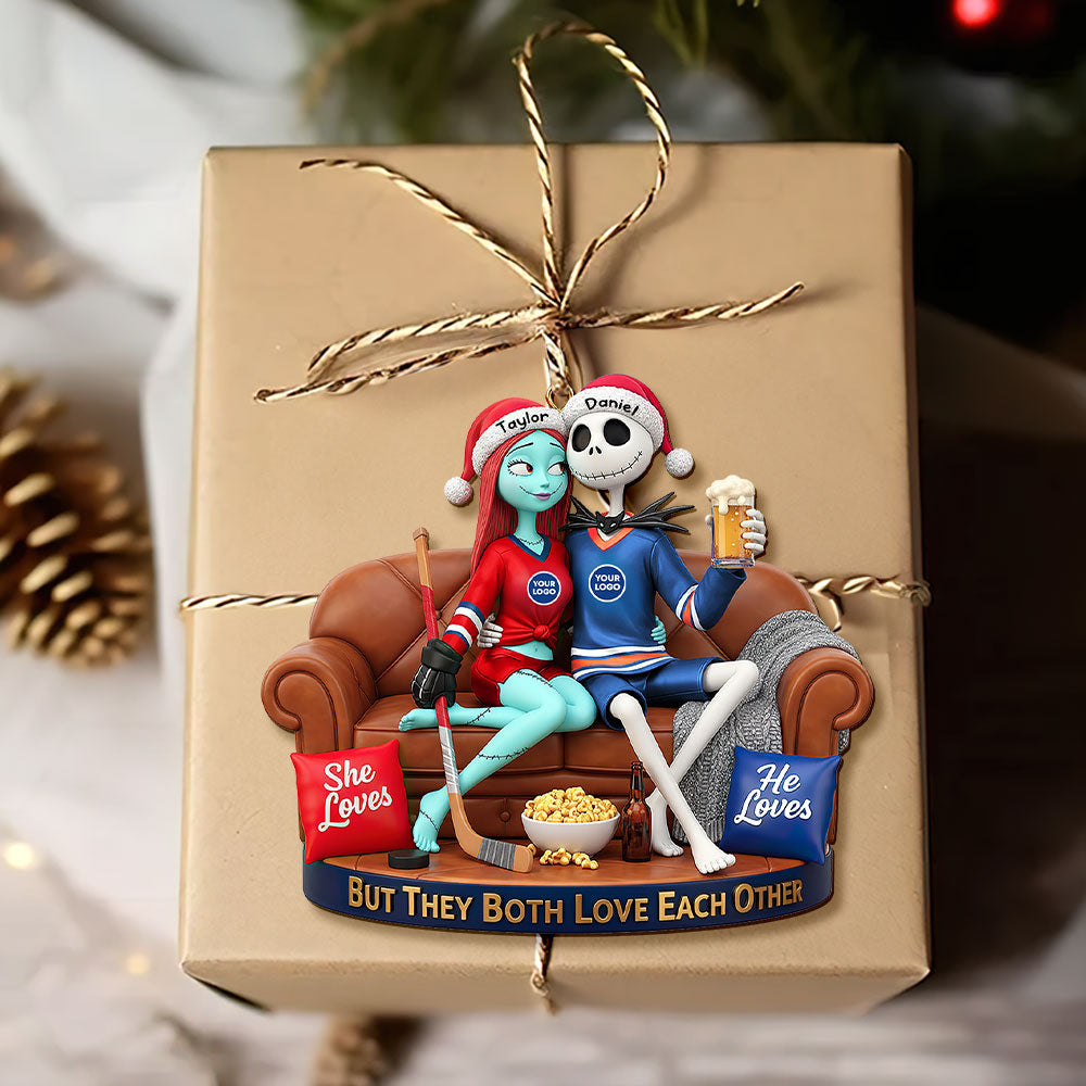 But They Both Love Each Other - Personalized Sporty Couple Christmas Ornament - Image 3