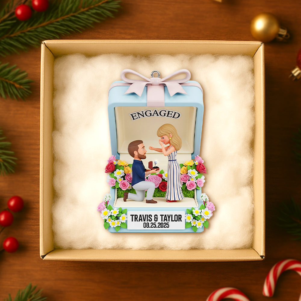 Engaged Forever - Personalized Engagement Anniversary Christmas Ornament For Couples - Image 3