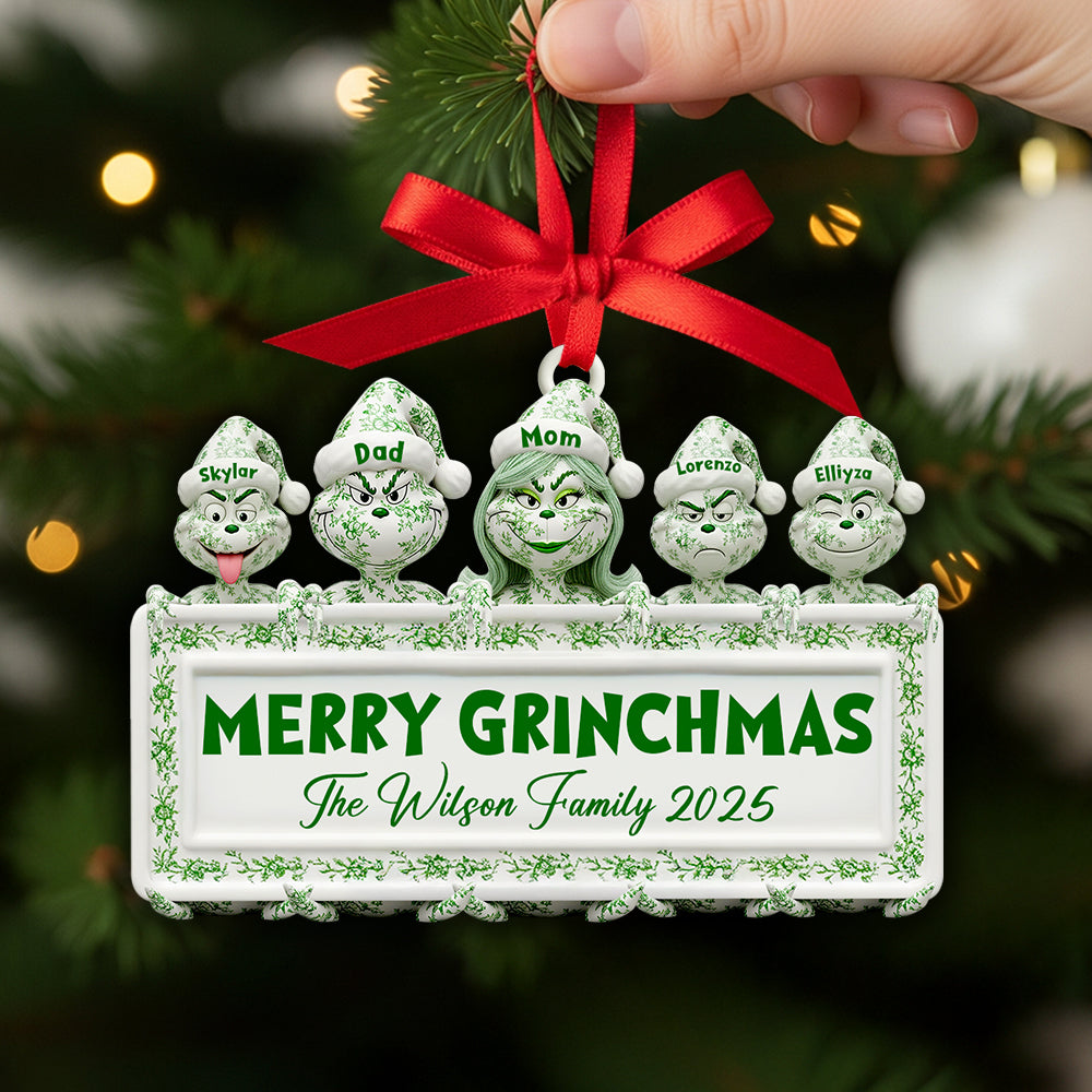 Merry Grinchmas Family Ornament - Personalized Gift For Christmas Lovers - Image 2