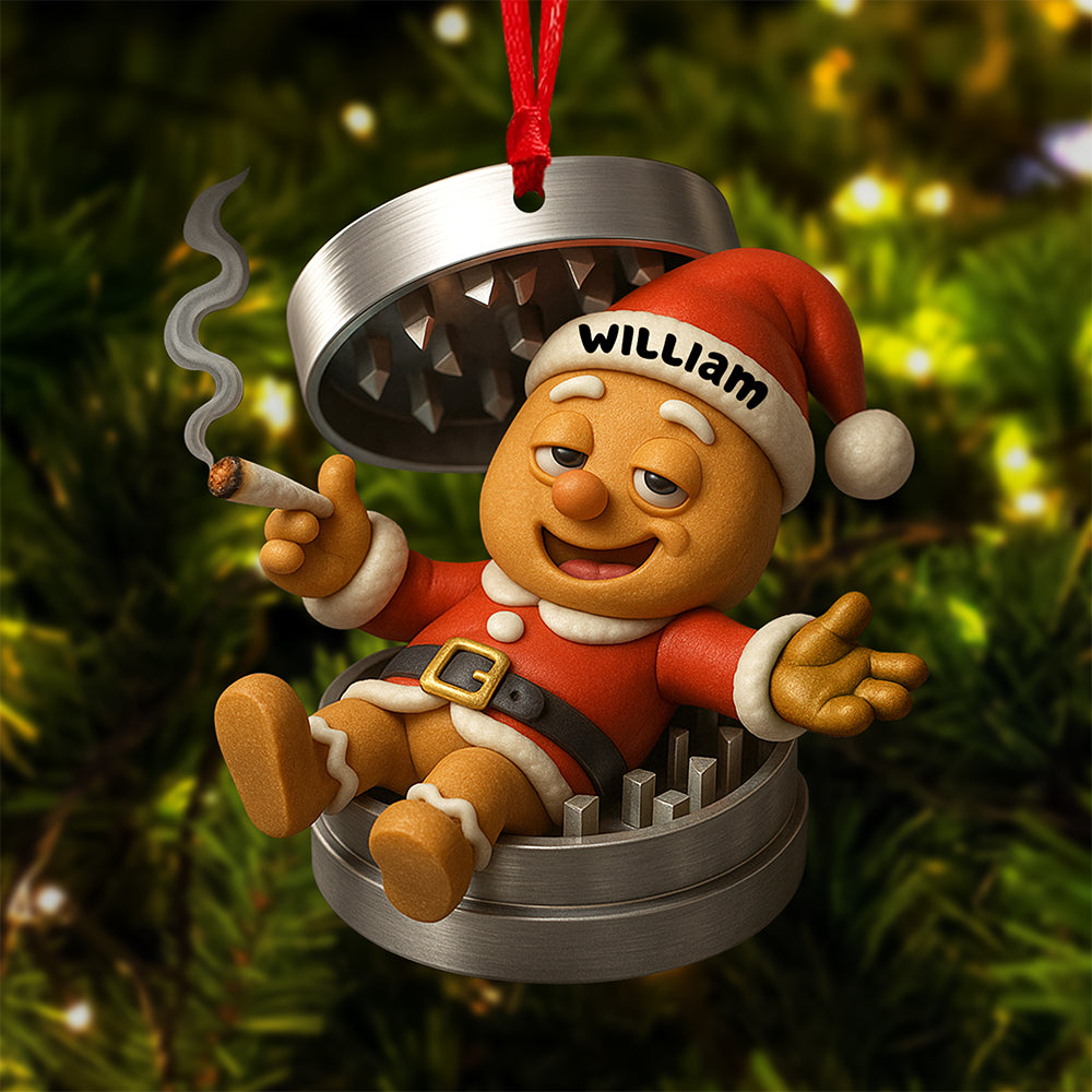 “Celebrate The Holidays With A Smile” - Funny Gingerbread Christmas Ornament - Personalized Gifts For Smokers - Image 2