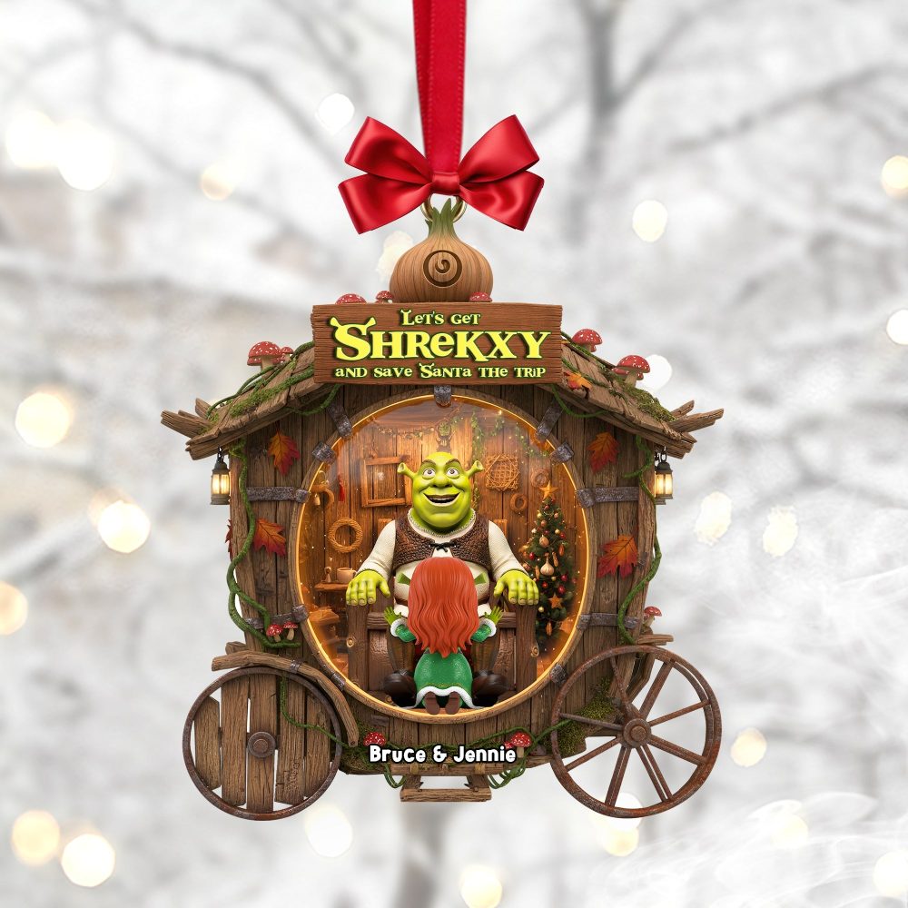 Let'S Get Shrekky - Personalized Christmas Ornament For Couples - Image 4