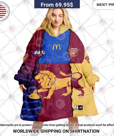 Afl Brisbane Lions Mix Custom Hoodie Blanket