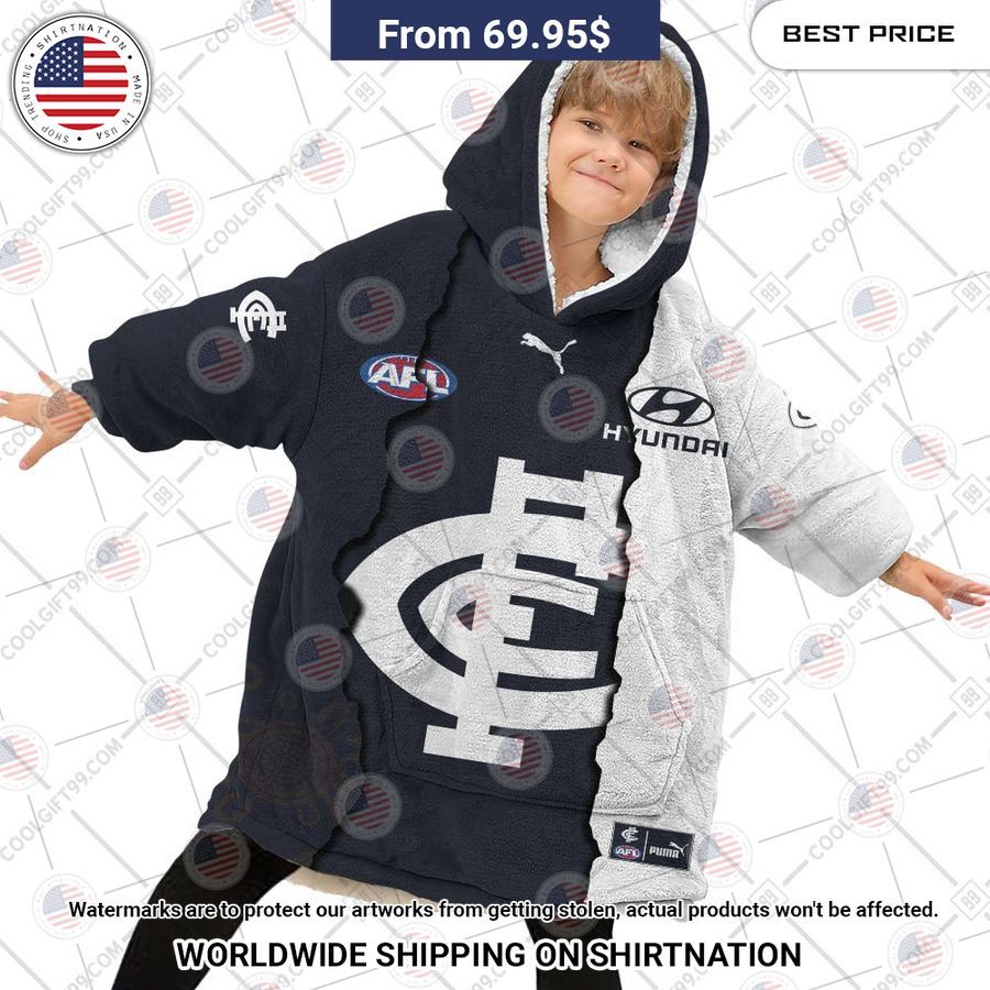 Afl Carlton Blues Mix Custom Hoodie Blanket - Image 4