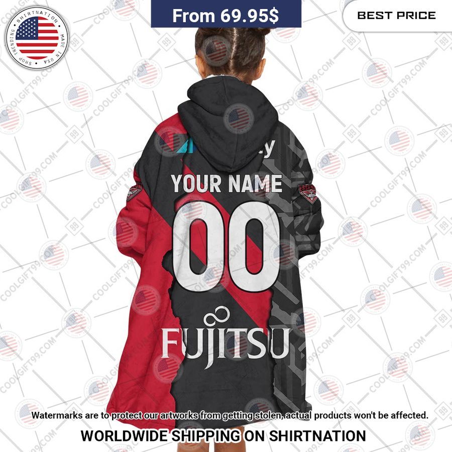 Afl Essendon Bombers Mix Custom Hoodie Blanket - Image 5