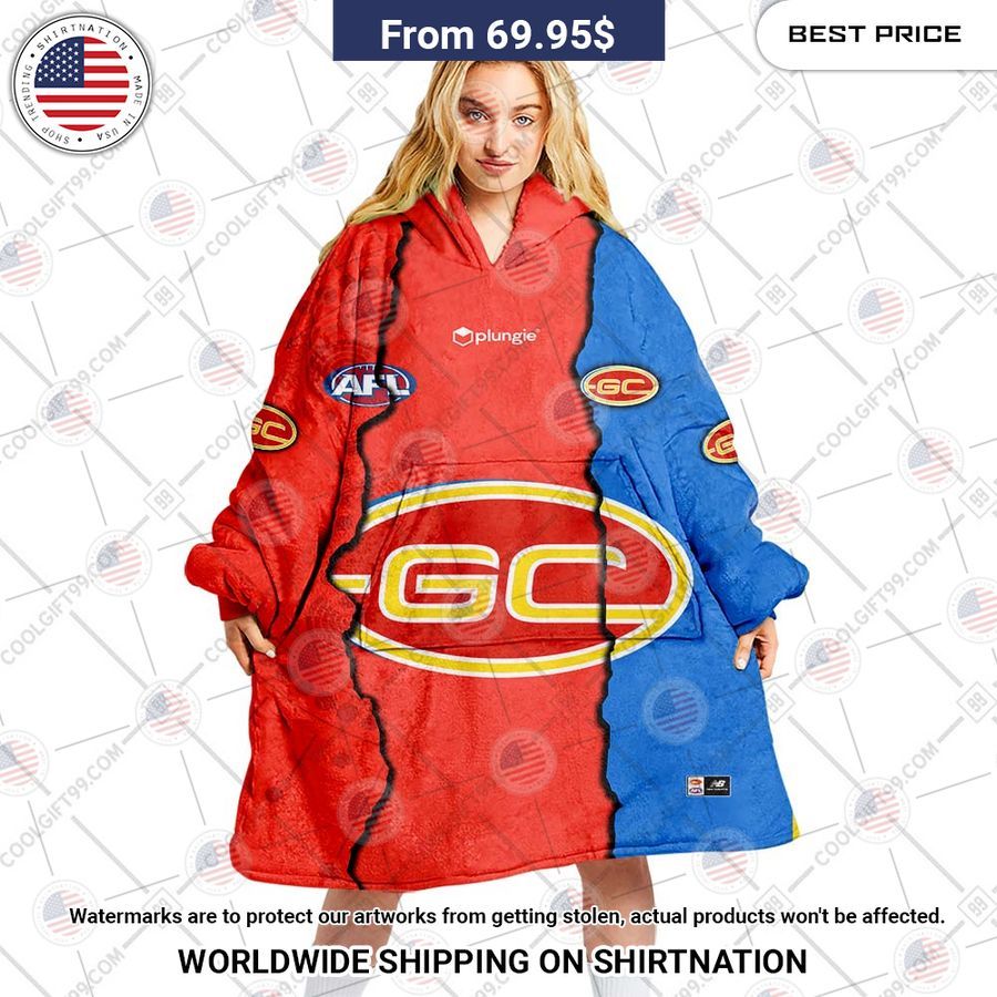 Afl Gold Coast Suns Mix Custom Hoodie Blanket