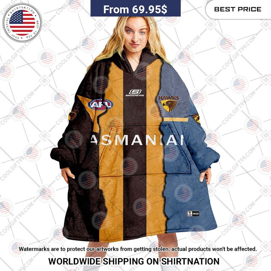 Afl Hawthorn Hawks Mix Custom Hoodie Blanket