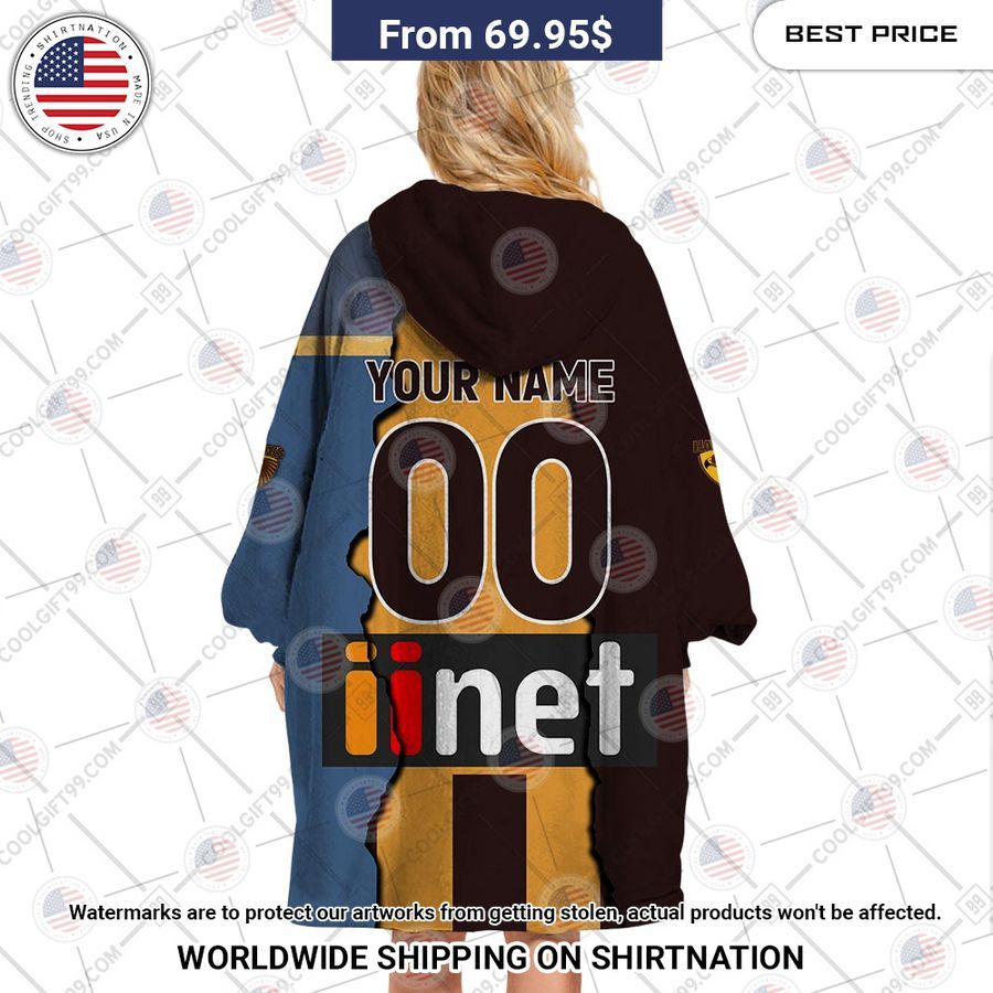 Afl Hawthorn Hawks Mix Custom Hoodie Blanket - Image 3