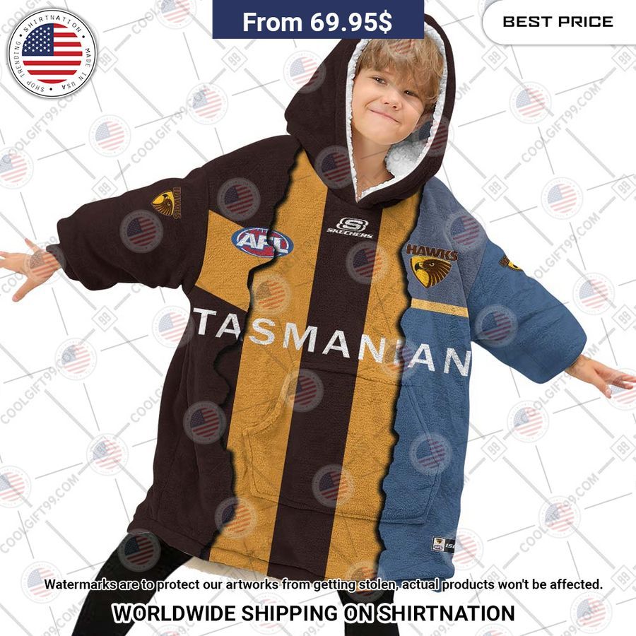 Afl Hawthorn Hawks Mix Custom Hoodie Blanket - Image 4