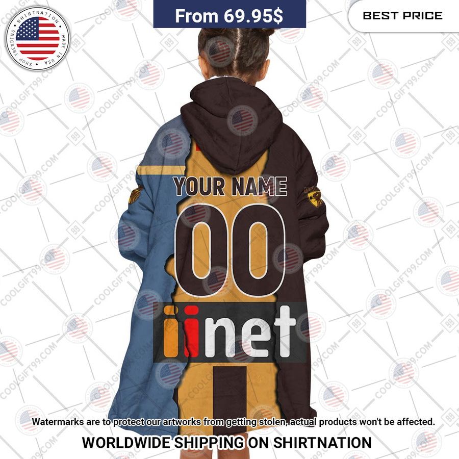 Afl Hawthorn Hawks Mix Custom Hoodie Blanket - Image 5