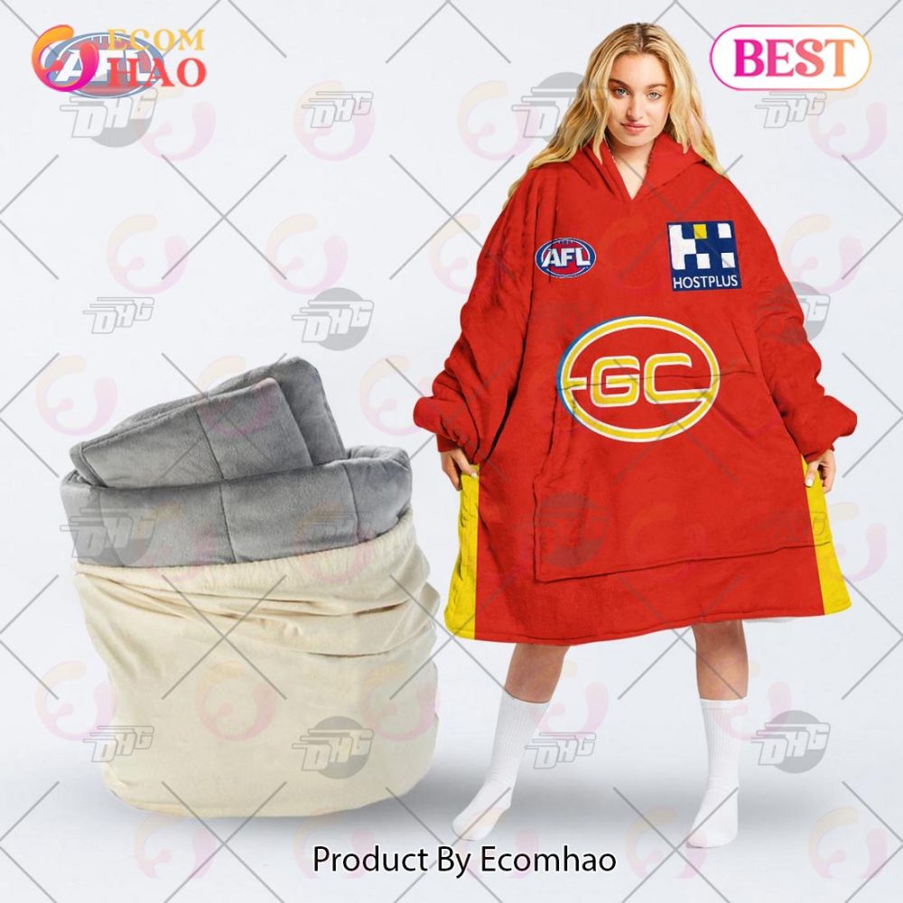 Afl Jersey Gold Coast Suns Football Club Oodie Blanket Hoodie Snuggie Hoodies - Personalize Your Own New & Retro Sports Jerseys