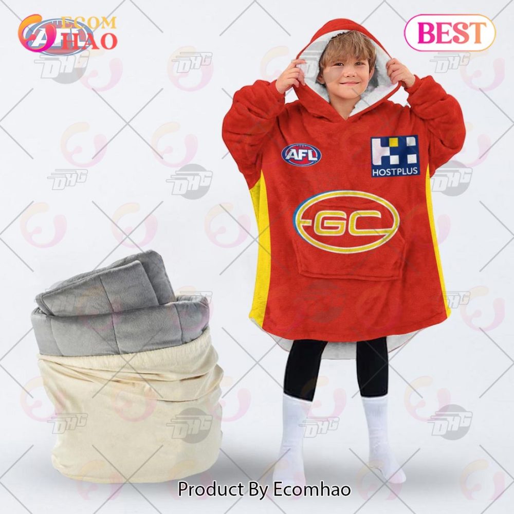 Afl Jersey Gold Coast Suns Football Club Oodie Blanket Hoodie Snuggie Hoodies - Personalize Your Own New & Retro Sports Jerseys - Image 2