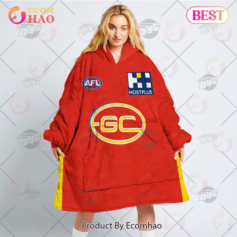 Afl Jersey Gold Coast Suns Football Club Oodie Blanket Hoodie Snuggie Hoodies - Personalize Your Own New & Retro Sports Jerseys - Image 3