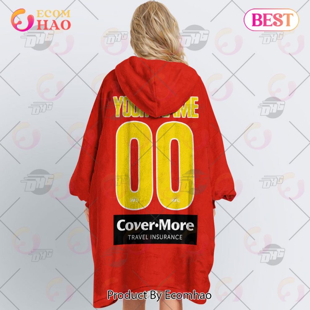 Afl Jersey Gold Coast Suns Football Club Oodie Blanket Hoodie Snuggie Hoodies - Personalize Your Own New & Retro Sports Jerseys - Image 4