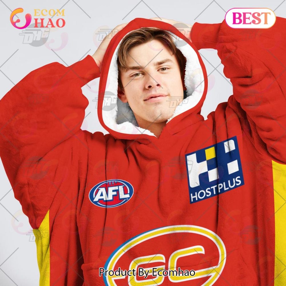 Afl Jersey Gold Coast Suns Football Club Oodie Blanket Hoodie Snuggie Hoodies - Personalize Your Own New & Retro Sports Jerseys - Image 5