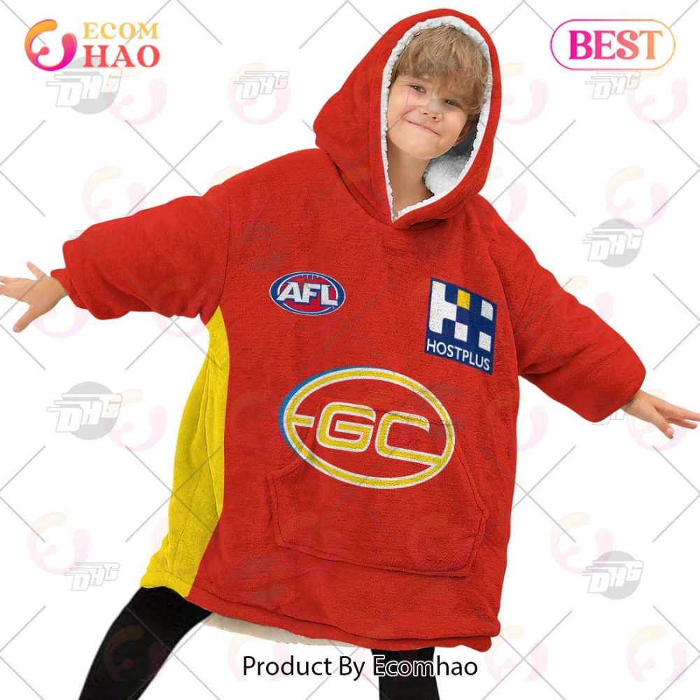 Afl Jersey Gold Coast Suns Football Club Oodie Blanket Hoodie Snuggie Hoodies - Personalize Your Own New & Retro Sports Jerseys - Image 6