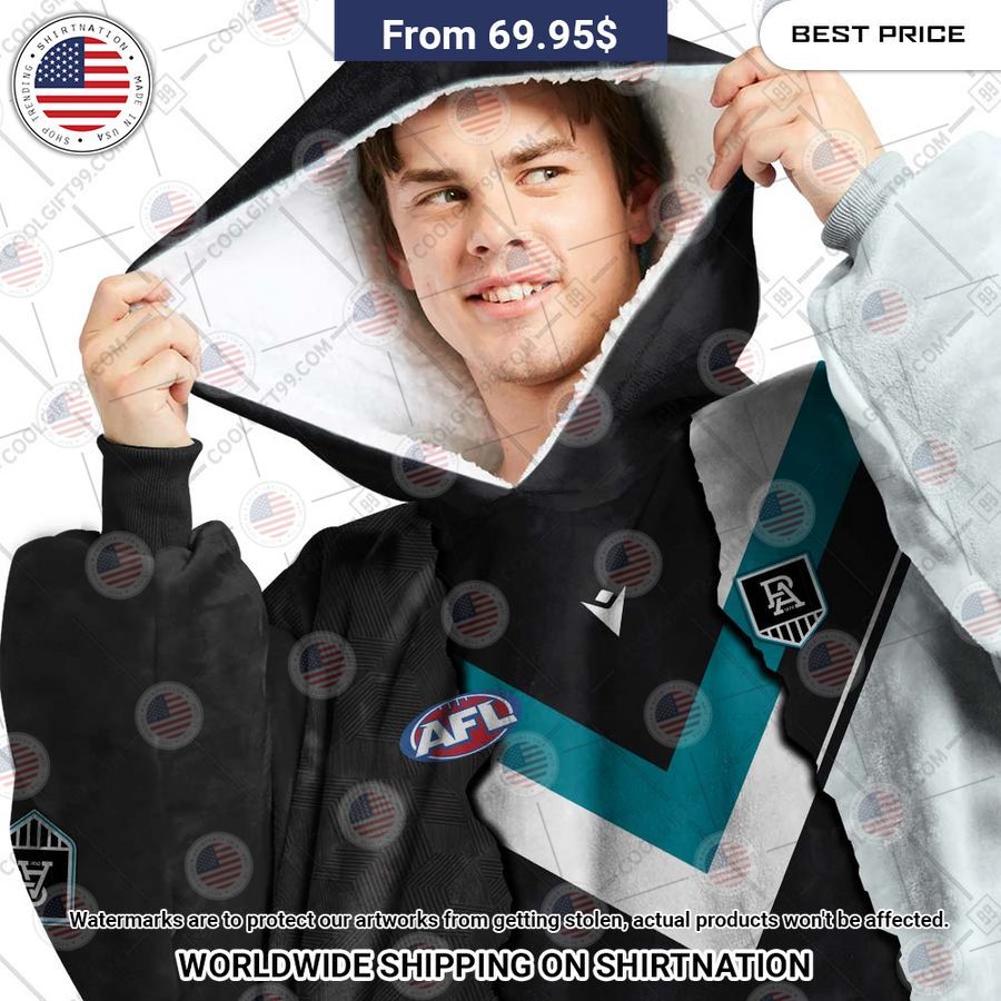 Afl Port Adelaide Power Mix Custom Hoodie Blanket - Image 2
