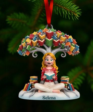 Books Are A Unique Gift - Book Tree Christmas Ornament - Personalized Gift For Book Lovers