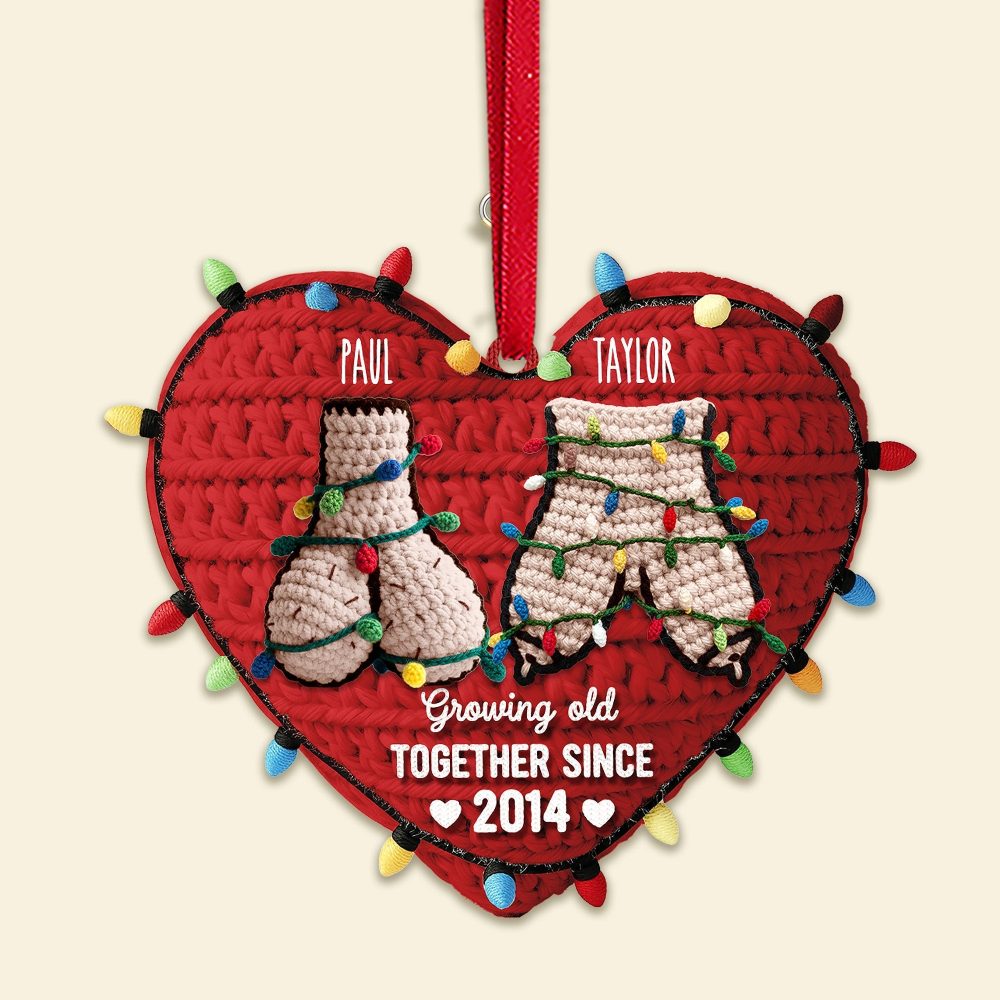 Growing Old Together Since 2014 - Personalized Christmas Ornament For Funny Couples - Image 3