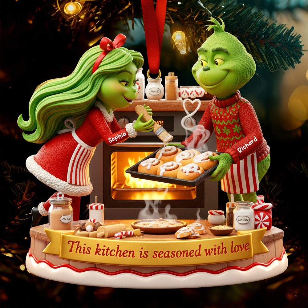 This Kitchen Is Seasoned With Love - Personalized Baking Couple Christmas Ornament - Image 2