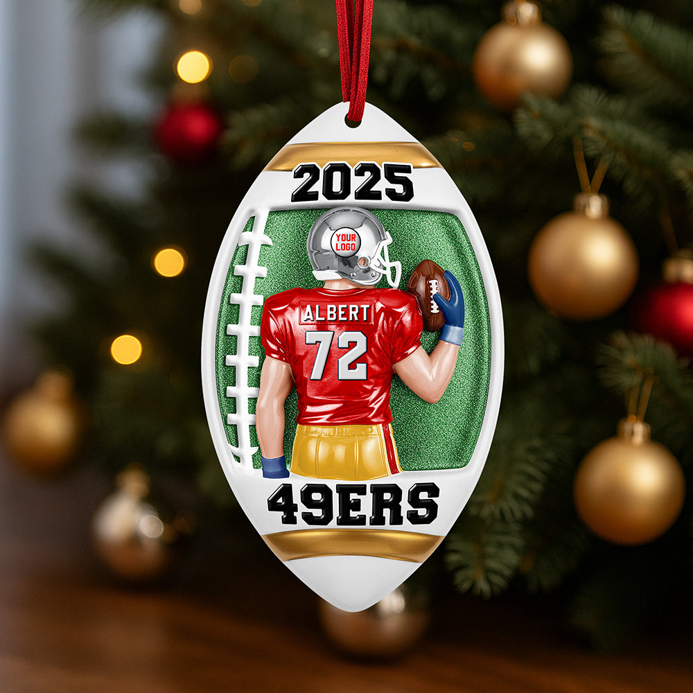 Celebrate The Game: Custom American Football Player Ornament - Personalized Gifts For Sports Enthusiasts - Image 2