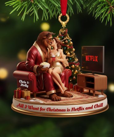 All I Want For Christmas Is Netflix And Chill - Naughty Couple Custom Shape Acrylic Ornament