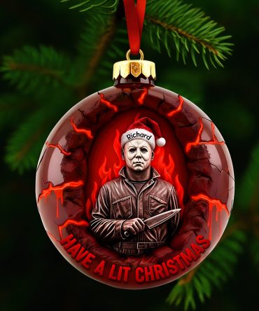 “Have A Lit Christmas!” - Horror Fire Christmas Ornament - Personalized Gift For Horror Fans