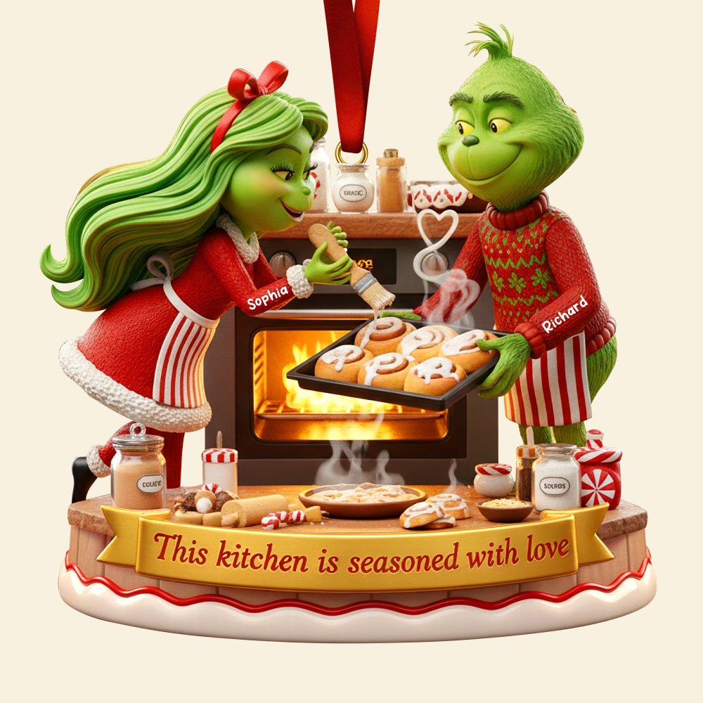 This Kitchen Is Seasoned With Love - Personalized Baking Couple Christmas Ornament - Image 4