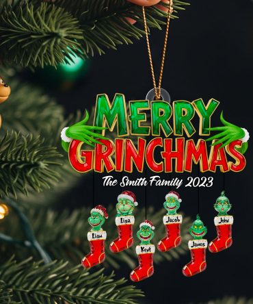 Merry Grinchmas Family Ornament - Personalized Christmas Gift For Family & Friends