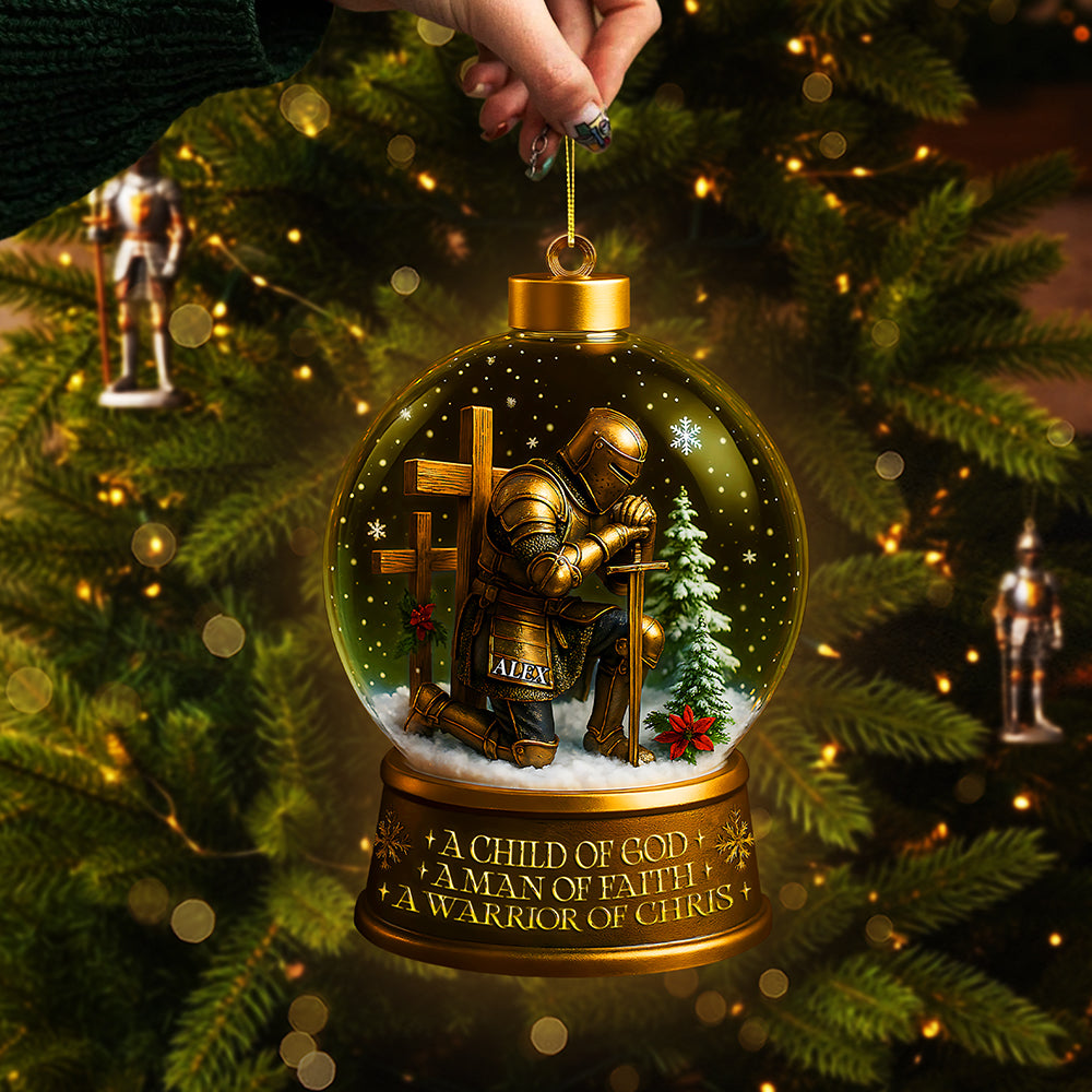 A Child Of God, A Man Of Faith - Personalized Warrior Ornament - Image 3