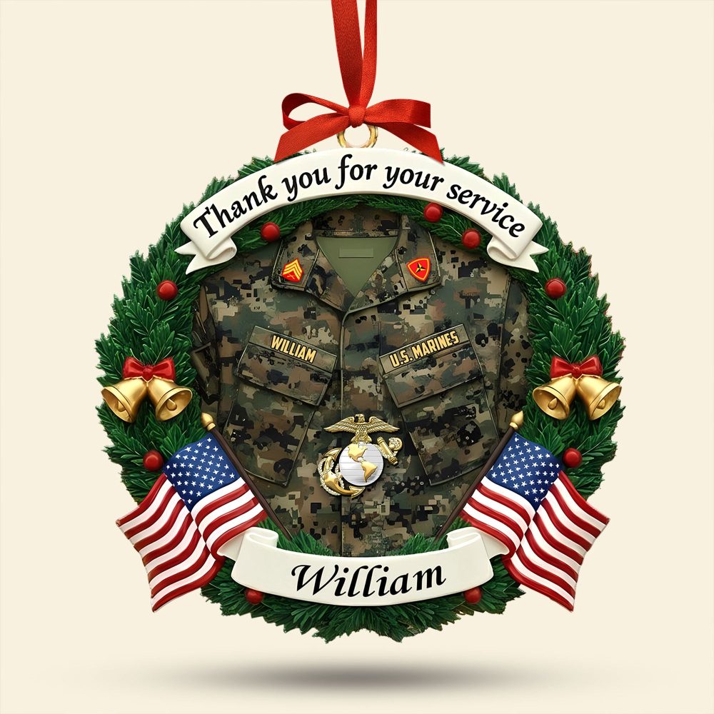 Thank You For Your Service - Personalized Military Christmas Ornament For Veterans - Image 3
