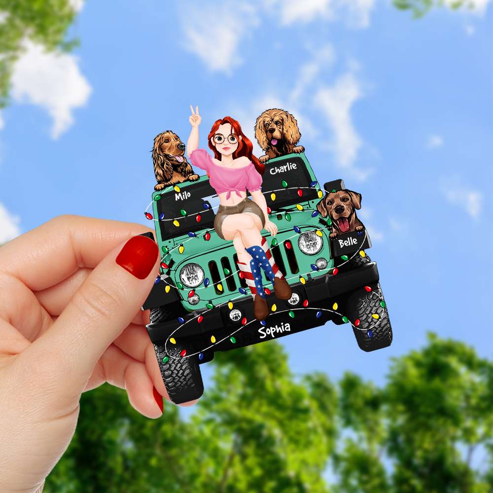 Custom Christmas Ornament For Dog Lovers - Personalized Jeep Decoration - Image 3