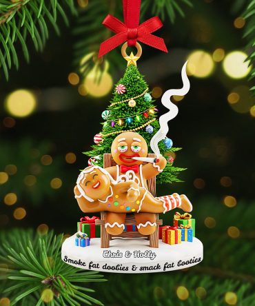 Smoking Gingerbreads - Personalized Funny Christmas Ornament For Couples