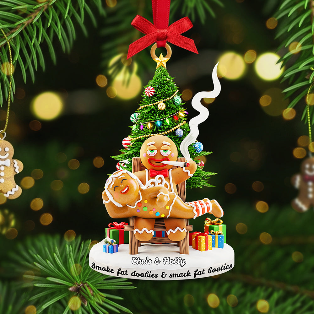 Smoking Gingerbreads - Personalized Funny Christmas Ornament For Couples - Image 2