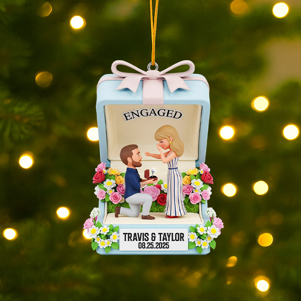 Engaged Forever - Personalized Engagement Anniversary Christmas Ornament For Couples