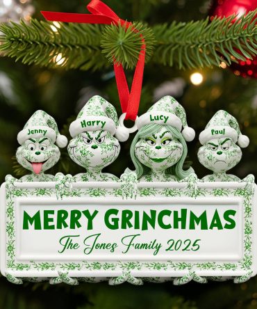 Merry Grinchmas Family Ornament - Personalized Gift For Christmas Lovers