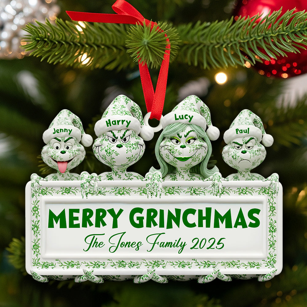 Merry Grinchmas Family Ornament - Personalized Gift For Christmas Lovers
