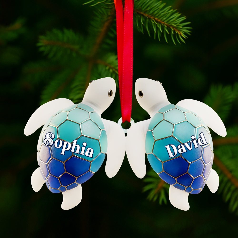 Ocean Turtle Ornament - Personalized Couple Gifts For Lovebirds - Image 2