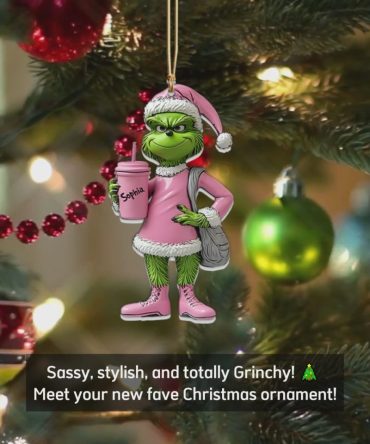 Grinch Grinchy Green Lady - Personalized Stole Christmas Ornament