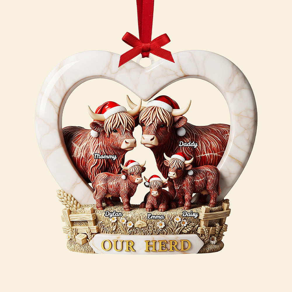 Our Herd: A Heartwarming Family Keepsake - Personalized Highland Cow Ornament - Image 4
