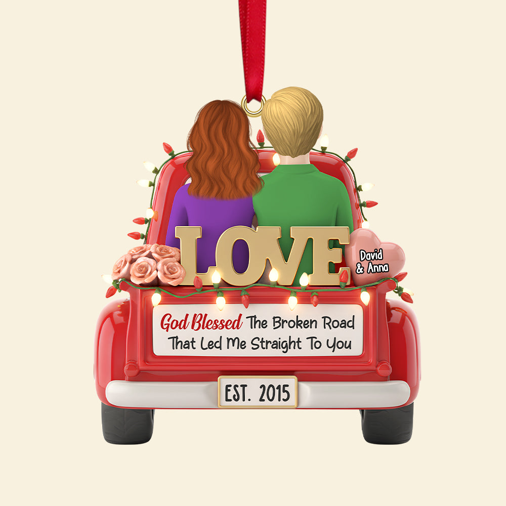 God Blessed The Broken Road Personalized Christmas Ornament - Unique Gift For Couples - Image 4