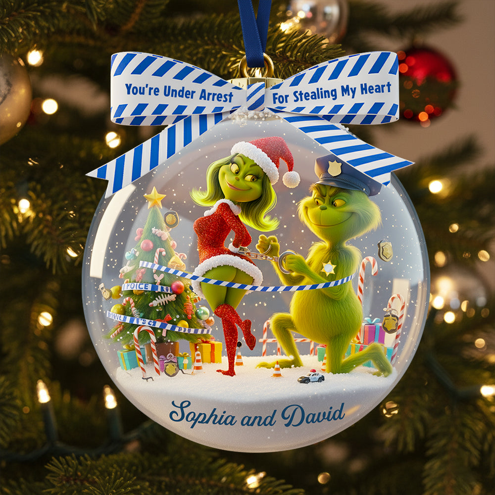 Christmas Love Under Arrest - Personalized Couple Ornament - Image 5