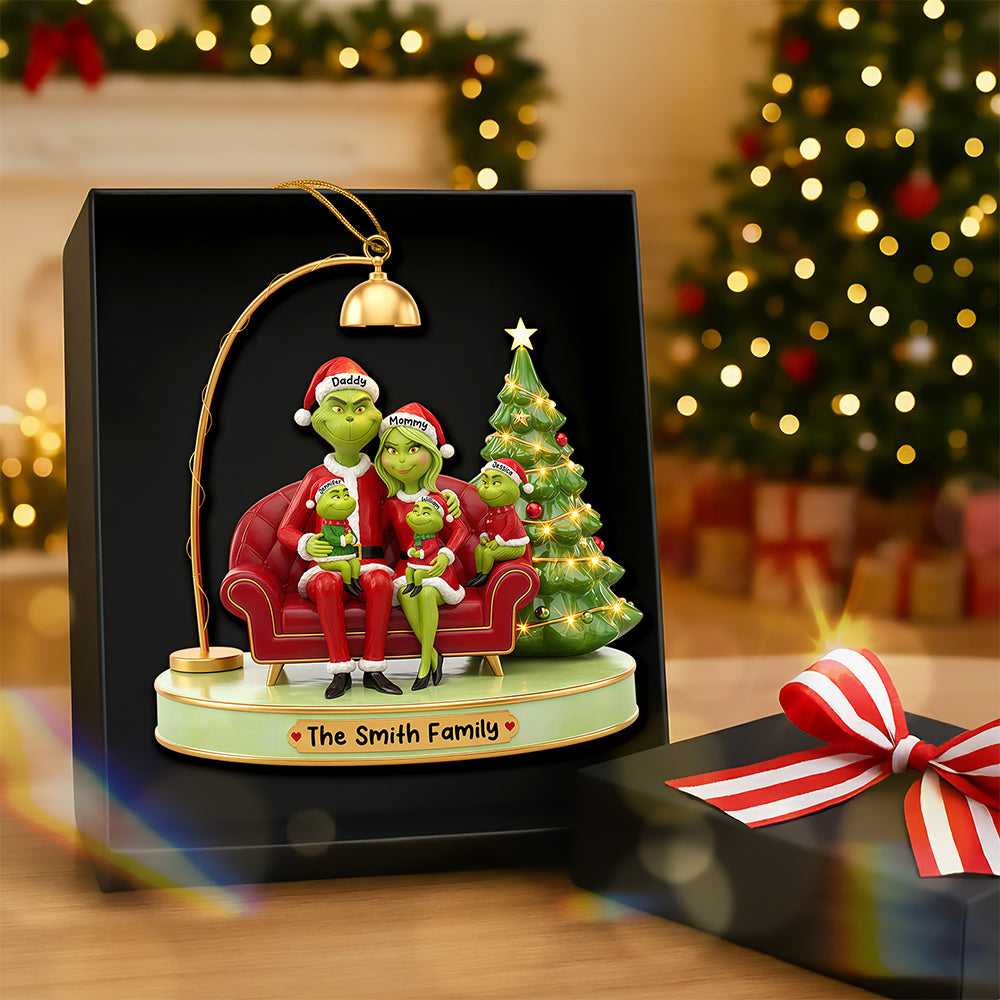 Celebrate Family Joy: Funny Green Family Christmas Ornament - Personalized Gift For Everyone - Image 2