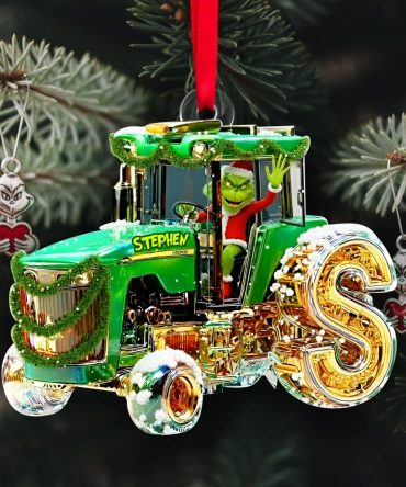 “Green Joy For Tractor Lovers” - Personalized Green Tractor Initials Ornament For Heartfelt Christmas Gifts